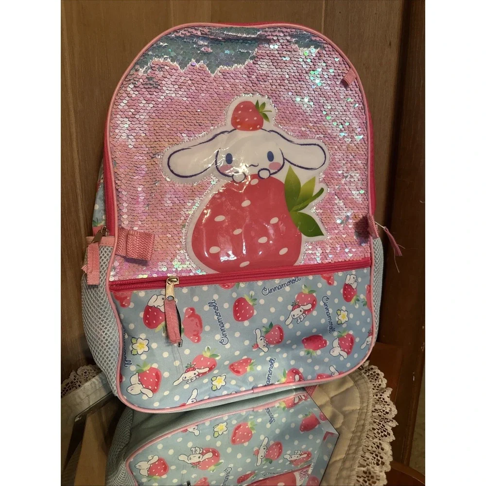 Sanrio Cinnamoroll backpack featuring a Strawberry sequin design